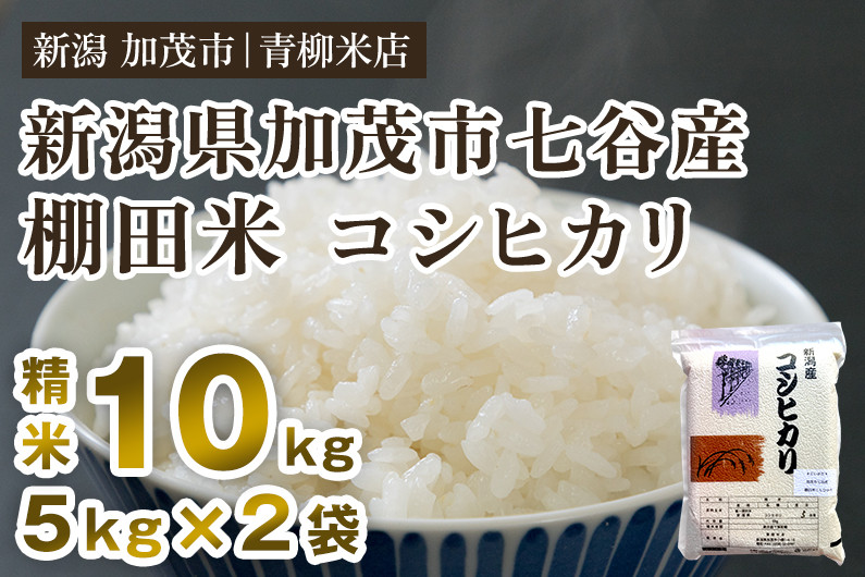 
【令和6年産新米】新潟産コシヒカリ 加茂市七谷産 棚田米 精米10kg（5kg×2）白米 真空パック 青柳米店
