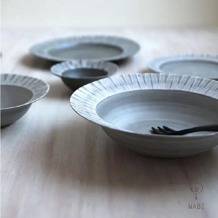 【波佐見焼】Shabby chic style ボウル 2枚セット グレー カレー皿 スープ皿 食器 食器 皿 【和山】 [WB76]  波佐見焼