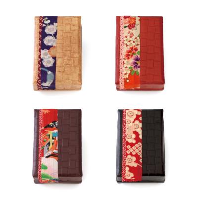 ふるさと納税 海南市 柿渋塗　四つ目箱　名刺サイズ4色布付セット