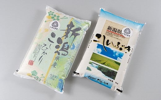 【令和7年産米】新潟県村上市 岩船産「コシヒカリ」と「こしいぶき」の食べ比べセット（神林産地）合計10kg　B4084