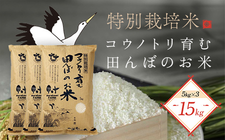 【令和6年度産新米】特別栽培米コウノトリを育む田んぼのお米 15kg（5kg×3袋）〈村上ファーム〉お米 おこめ 米 こめ コメ ご飯 ごはん 白米 15キロ 15kg 兵庫県 朝来市 AS1D5