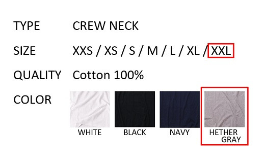 【XXLサイズ】 EIJI T−SHIRT クルーネック ヘザーグレイ _SM16-7 ｜ 服 Tシャツ ティーシャツ 国産 日本製 大阪府 阪南市