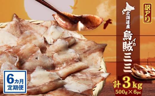 
                  【ワケあり】イカミミ3kg (500g×6袋) 6ヶ月定期便 | 計3kg 500g 6袋 生スルメイカ イカのミミ エンペラ 大容量 訳あり品 軟骨あり 刺身 焼きそば 煮物 お好み焼き コリコリ 手間なし 下処理不要 便利 常備菜 海産物 海の幸 グルメ 晩酌 おつまみ おこっぺ 興部町産 オホーツク海 有限会社マルフジ海産 お取り寄せ 北海道 興部町 興部【20004BB0601】
                