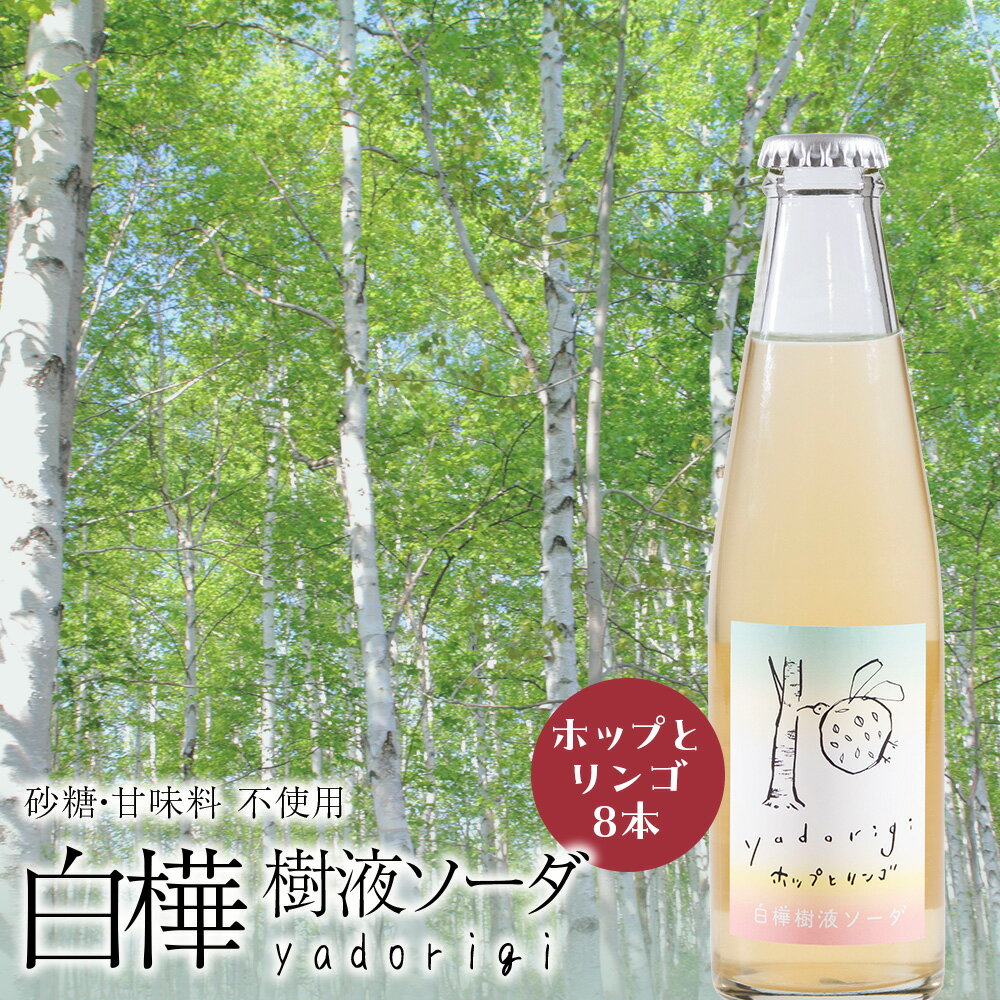 【ふるさと納税】白樺樹液ソーダyadorigi（ホップとりんご）8個ソーダ 炭酸飲料 ソフトドリンク 炭酸 樹液 飲料類 炭酸飲料 北海道ふるさと納税 ふるさと納税 北海道 黒松内町 通販 ギフト 贈答品 贈り物