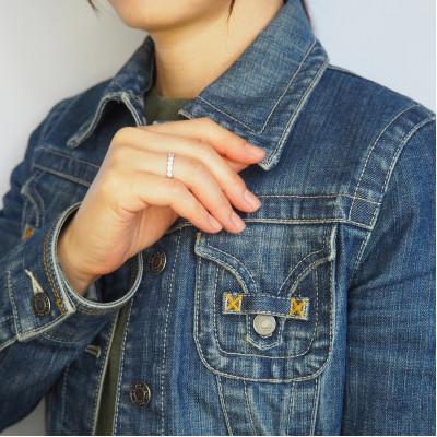 ふるさと納税 山梨県 PT900 1.0ct 一文字ダイヤモンドリング　#18　HR-009179 |  | 03