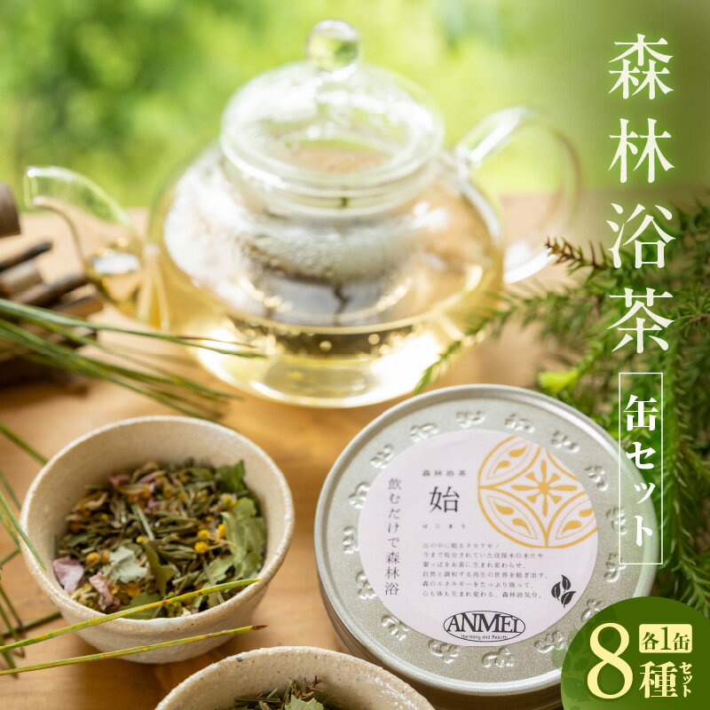 【ふるさと納税】森林浴茶《8缶セット》ハーブティー 茶葉 ノンカフェイン ブレンドティー お茶 国産茶葉 飲み比べ 詰め合わせ 茶葉 茶 プチギフト 飲料 ハーブティ リラックス 紅茶 89-02 送料無料