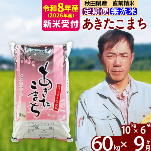 ※R8産 新米予約※ 《定期便9ヶ月》秋田県産 あきたこまち 60kg【無洗米】(10kg袋) 2026年産 令和8年産 お届け周期調整可能 隔月に調整OK お米 みそらファーム [みそらファーム 秋田 お米 あきたこまち 米どころ 東北 北秋田市 秋田県産 冷めてもおいしい おにぎり おむすび お弁当 白米]