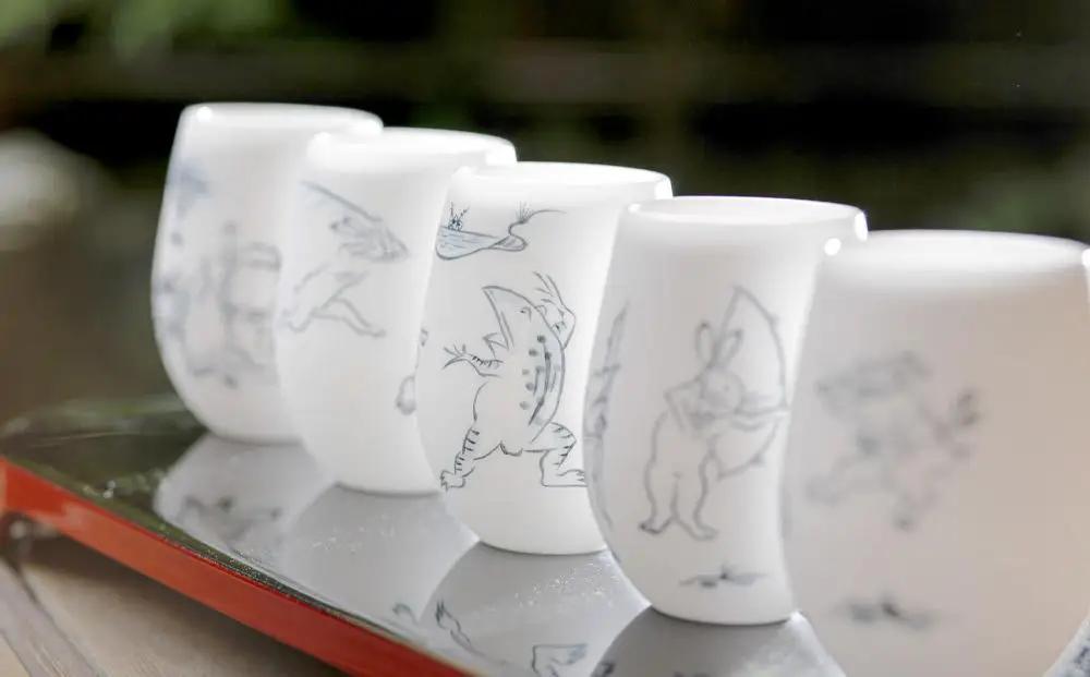 【陶あん】釉玻璃カップ 鳥獣戯画(兎と猿)｜清水焼 コップ 食器 人気［ 京都 清水焼 京焼 陶芸 食器 人気 おすすめ カップ コップ 器 お取り寄せ 通販 送料無料 ふるさと納税 ］