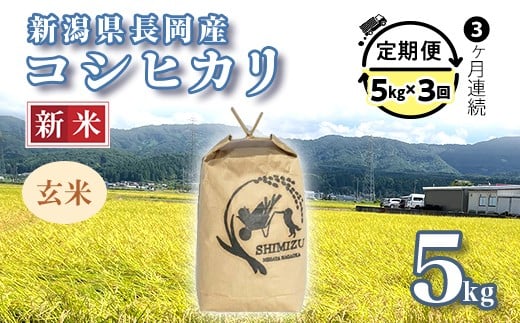 
            N5-G053【3ヶ月連続お届け】新潟県長岡産コシヒカリ玄米5kg
          