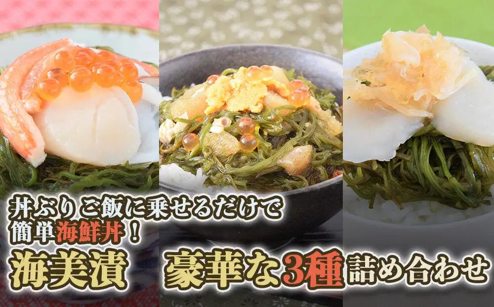 丼ぶりご飯に乗せるだけで 簡単 海鮮丼! 海美漬 豪華な 3種 詰合せ (6食分）ズワイガニ フカヒレ めかぶ