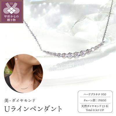 ふるさと納税 甲府市 【美・ダイヤモンド】HPt950製Uラインペンダント0.3ctUP furu_pn_0022