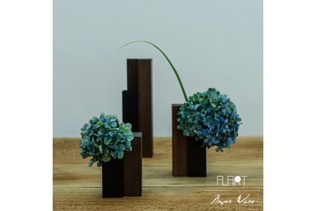ALART〈アルアート〉　MUKU柱　漆黒　SMLセット 花器　インテリア　立体感を演出する・手染めの金属色と木の組み合わせがモダンな花器　インテリアの演出に F7Z-234