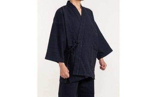 061‐17　【白・LLサイズ】織り・縫製　地元遠州製　厚織刺子作務衣「白虎」