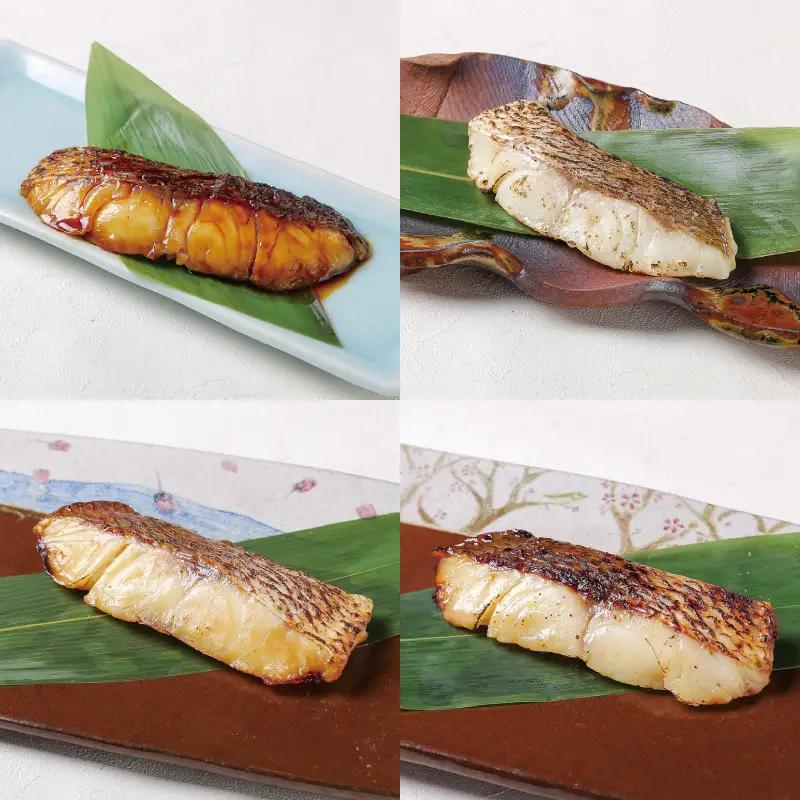 近大生まれマダイ 焼味4種食べ比べセット 計12食入 | 塩焼き 照焼き 西京焼き 柚庵焼き 各3食入り おかず お惣菜 西京漬け 近畿大学 焼き魚 送料無料【akd010A】