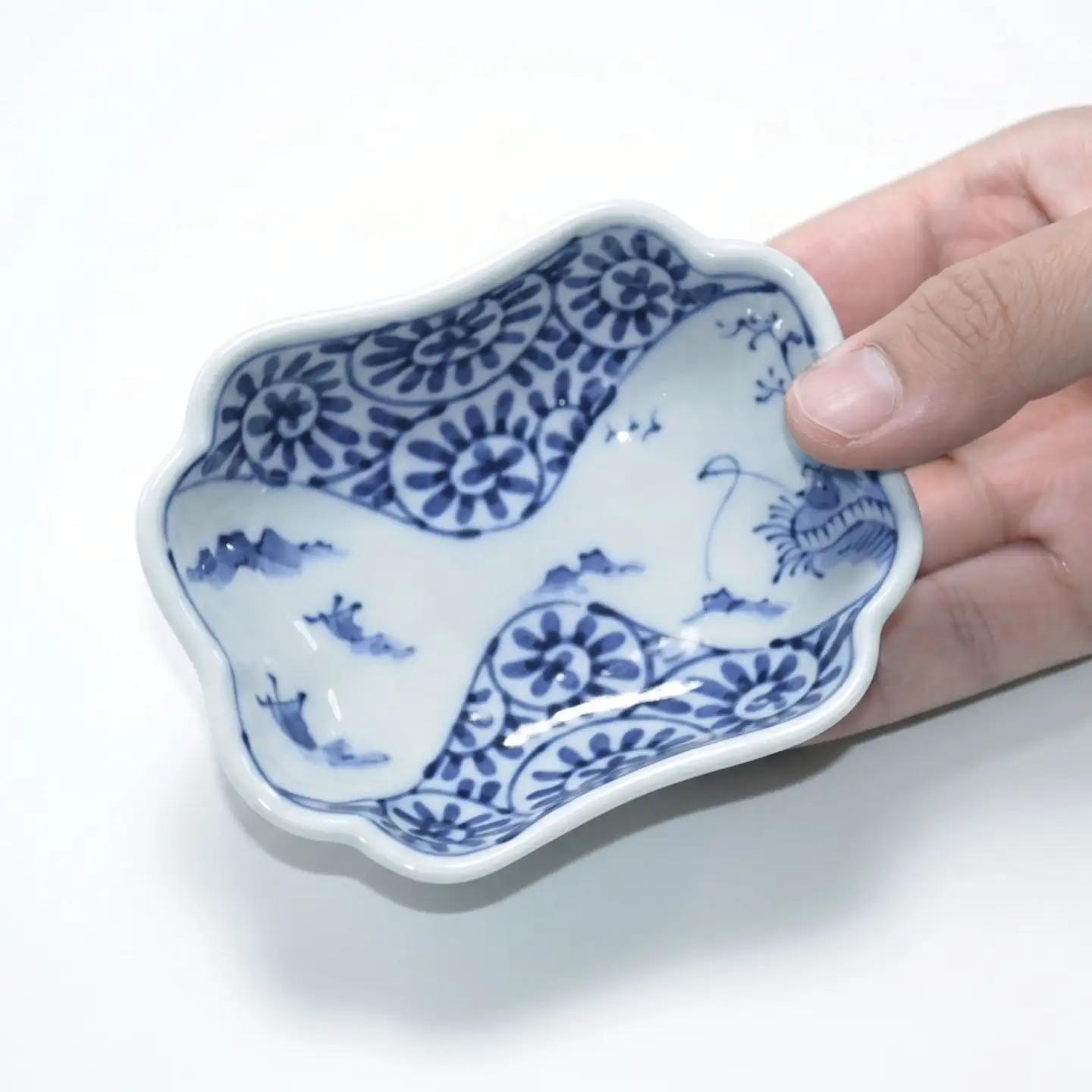 【波佐見焼】和波佐見紋 小鉢 山水たこ唐草 角小皿5枚セット 食器 小皿【福田陶器店】[PA433]