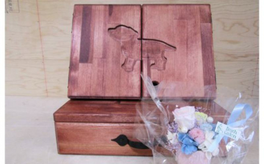 
手作り木製ペット用仏壇・メモリアル プリザのお花付き
