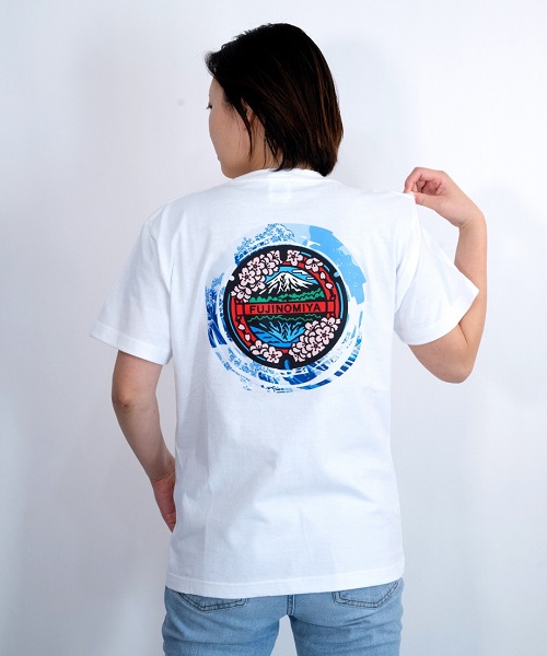 0014-74-06 富士宮市 マンホールTシャツ 波 (白) : XLサイズ