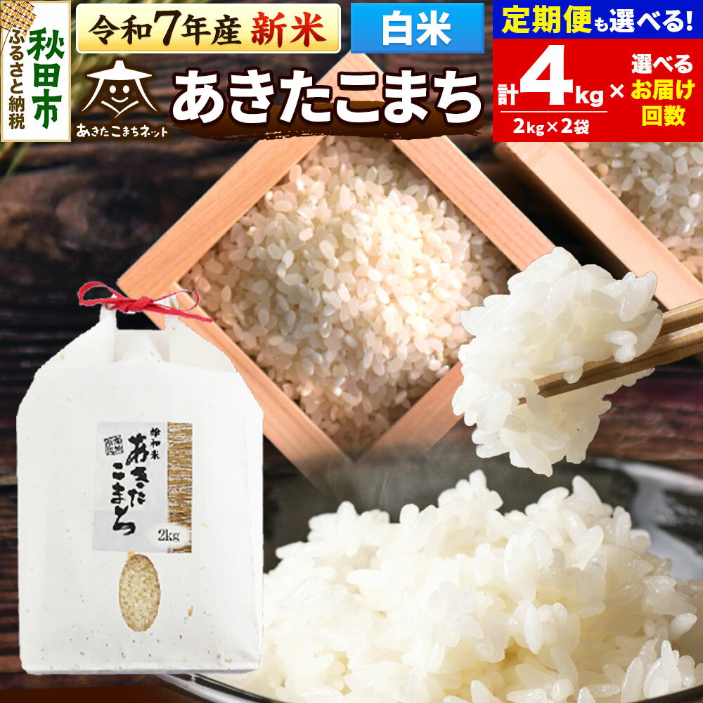 【ふるさと納税】《令和7年産 新米受付》あきたこまち 清流米 4kg (2kg×2袋) 秋田市雄和産【白米】【選べるお届け回数(1回〜定期便) 】