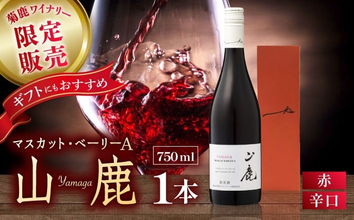 
             赤ワイン・辛口　マスカット・ベーリーA「山鹿」750ml ギフト箱入り わいん【菊鹿ワイナリー】 [ZFB001]
          