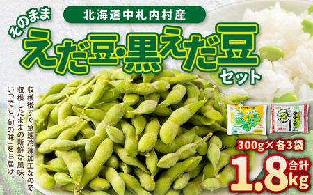 そのまま枝豆 そのまま黒えだ豆 各約300g×3袋 計約1.8kg 計6袋 [D1-5C]
