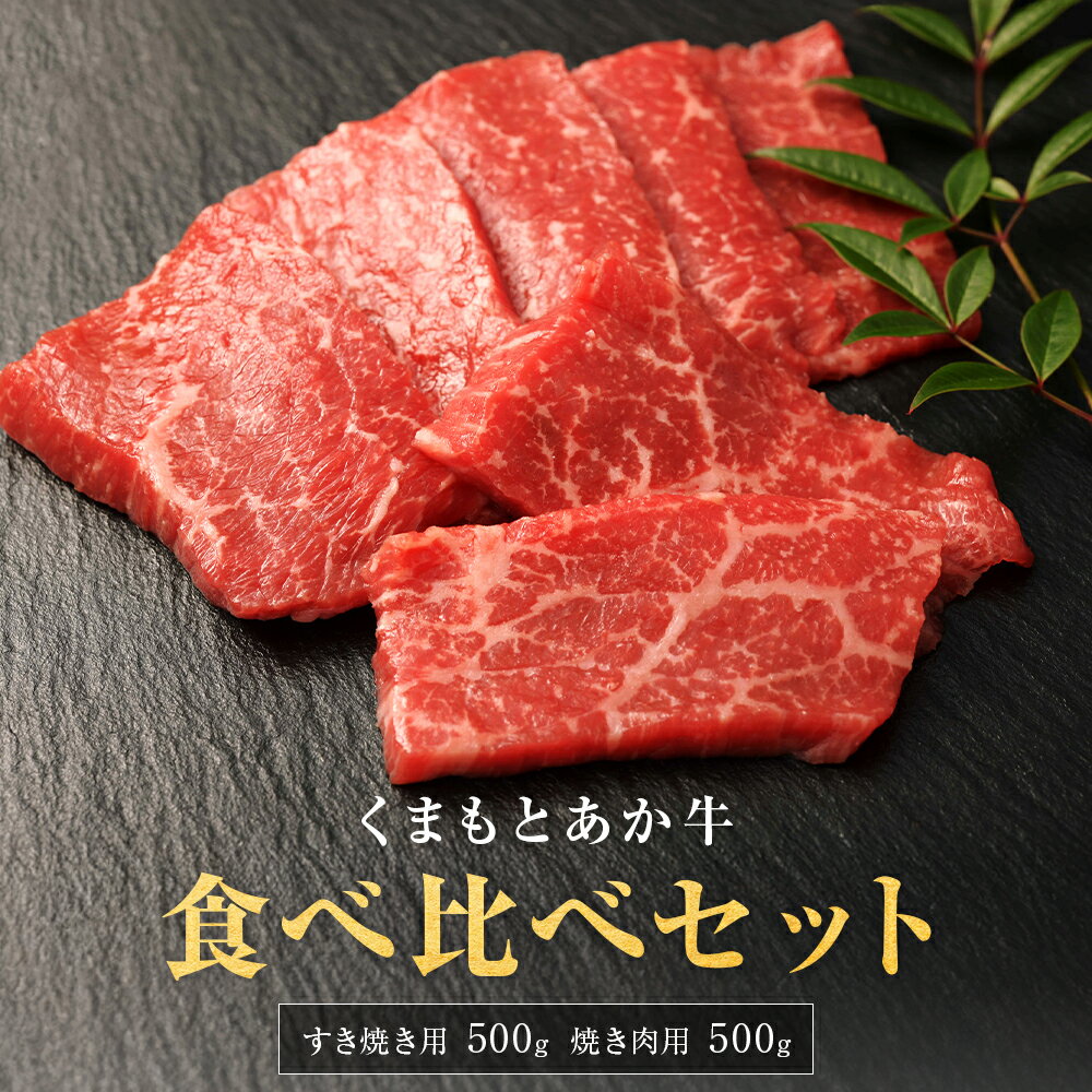 【ふるさと納税】生産者直送！GI認証 くまもとあか牛 すき焼き用 500g ・ 焼き肉用 500g 食べ比べセット山の里《60日以内に出荷予定(土日祝除く)》熊本県 産山村 BBQ 焼き肉 焼肉 すき焼き くまもとあか牛 赤身 和牛 牛肉 牛 国産 あか牛 贈り物【配送不可地域あり】