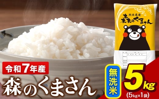 【12/24迄の決済完了で年内発送】令和7年産 無洗米 森のくまさん 5kg × 1袋 熊本県産 単一原料米 森くま 送料無料