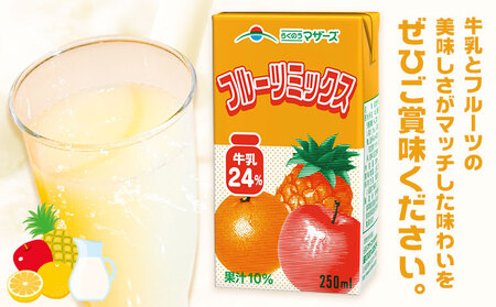 常温保存可能 【1ヶ月毎12回定期便】フルーツミックス250ml×24本 計288本 合同会社たべたせいか《お申し込みの翌月から出荷》熊本県 菊池市 ミックスジュース らくのうマザーズ フルーツ牛乳 