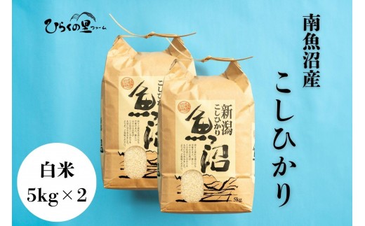 【R7年産】南魚沼産コシヒカリ 白米5kg×2 ひらくの里ファーム【銘柄米 ブランド米 精米 こしひかり コシヒカリ 魚沼産 新潟米 産地直送 お米 米 こめ コメ ご飯 御飯 ごはん】