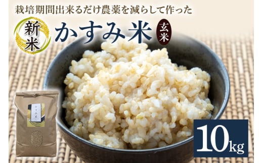 令和7年産新米 玄米 10kg 栽培期間出来るだけ農薬を減らして作った「かすみ米」 茨城県産 コシヒカリ 米 お米 ご飯 ごはん 低農薬 しめじ菌床活用 甘み豊か 粘土質土壌育ち 健康志向 自然栽培 産地直送 贈答用 ギフト 茨城県 潮来市 (A03-010)