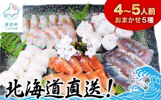 【2025年8月下旬発送】北海道産 旬のお刺身＜5種＞盛り合わせセット 約500g 約4～5人前 海鮮 冷凍 ほたて さくらます ほっけ いか たこ にしん つぶ貝 等