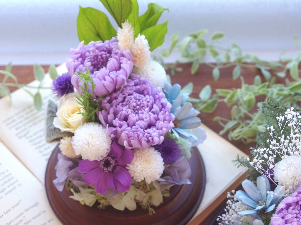 【ふるさと納税】和花 のお供えアレンジ・1対 ｜ 花 はな フラワー 紫 和花 菊 きく キク むらさき ムラサキ 長野県 松川村 アレンジ ギフト プリザーブドフラワー インテリア 雑貨