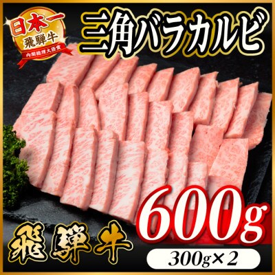 飛騨牛 三角バラカルビ焼肉 600g タレ付き【配送不可地域：離島】