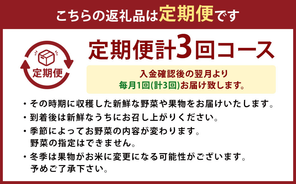 【3ヶ月定期便】菊陽町特産品 「野菜・果物などの詰め合わせ」 