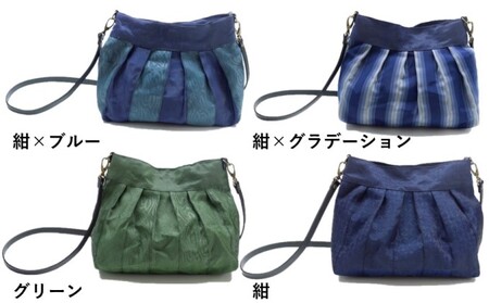 畳縁 ショルダー ファッション カバン ショルダーバッグ  紺×ブルー
