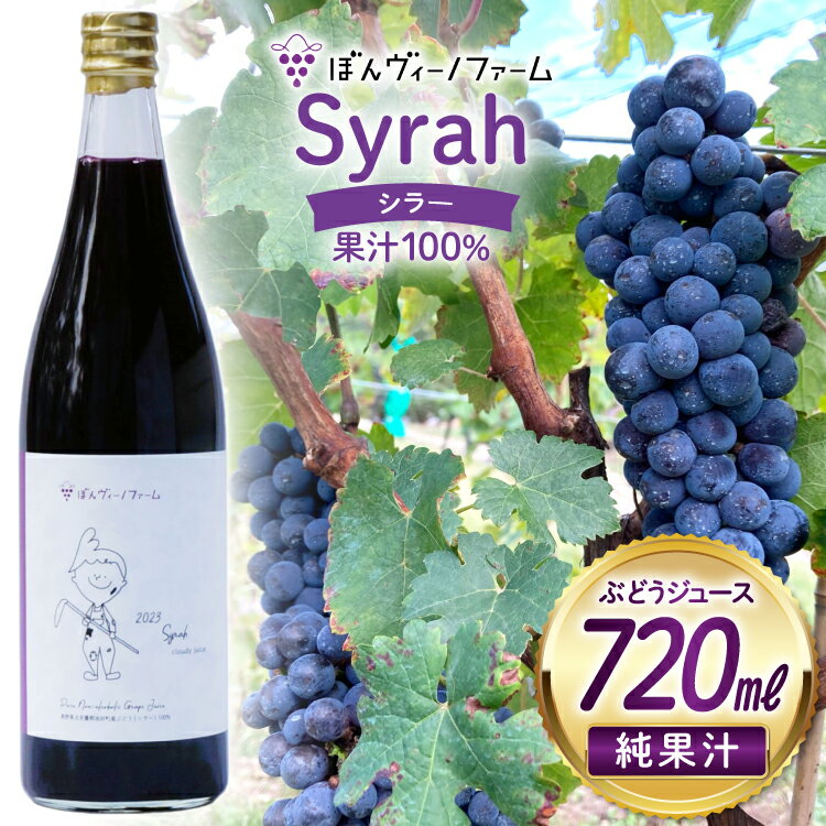 【ふるさと納税】 【純果汁】 ワイン用 ぶどうジュース シラー 720mL 1本 [ぼんヴィーノファーム 長野県 池田町 48110732] 葡萄 ブドウ ストレート ギフト 純果汁 果汁 100
