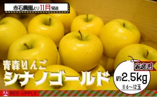 りんご 【 11月発送 】 家庭用 シナノゴールド 約 2.5kg 【 弘前市産 青森りんご 】  果物 フルーツ 食後 デザート 果汁たっぷり ジューシー 旬の果物