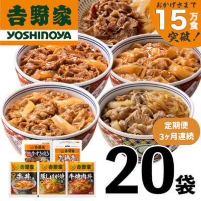 ふるさと納税 十日町市 【毎月定期便】3ヶ月連続　吉野家 人気5種20袋セット(冷凍)全3回