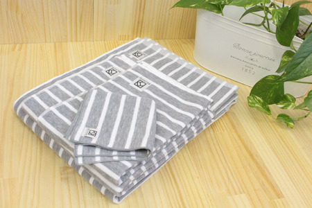 松藤テリー　シンプルスタイルタオル　杢/ホワイト　2枚（009_5162）