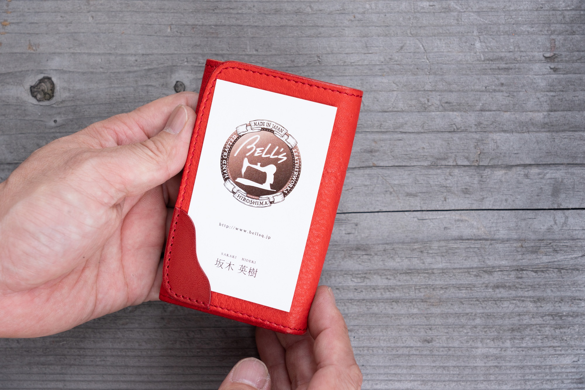 広島ジビエレザー　東広島産天然鹿革　本革名刺入れ　カード入れにもおすすめ　【03レッド】