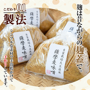 手作り麦味噌(計5kg・1kg×5袋) 麦みそ 麹【ほかむら】_y242