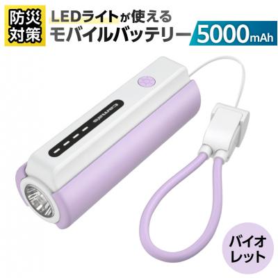 ふるさと納税 川崎市 LEDライト付きモバイルバッテリー 5000mAh(バイオレット)TL98CV