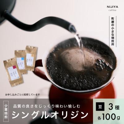 ふるさと納税 村上市 高品質シングルオリジンコーヒー飲み比べ3種(各100g )【 豆 】厳選スペシャルティコーヒー