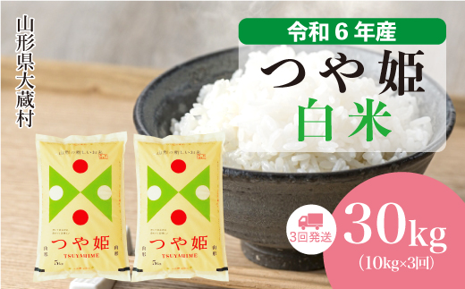 ＜令和6年産米＞ 令和7年6月上旬より配送開始 特別栽培米 つや姫【白米】30kg定期便 (10kg×3回)　大蔵村