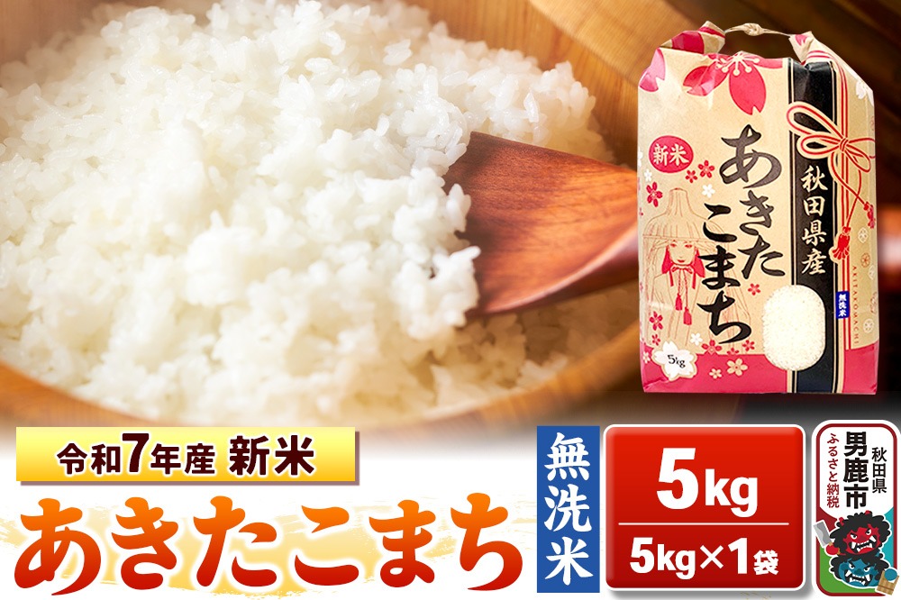 令和7年産 新米【無洗米】秋田県産 あきたこまち 5kg 秋田県 男鹿市 こまちライン|23_kml-020501