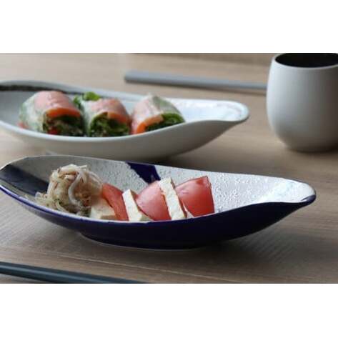 有田焼 シルバー・ブルーライン オーバルプレート 2枚セット【山忠】器 食器 皿 楕円 前菜 サラダ皿 おしゃれ 可愛い 35000円 3.5万円 ed014