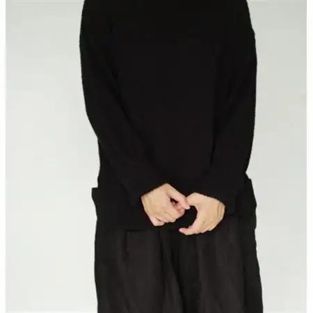 【ezu】monochrome sweater black /コットン100%◆黒◆Lサイズ【1720354】