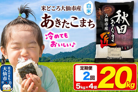 《定期便2ヶ月》米 あきたこまち【白米】20kg（5kg×4袋）秋田県大仙市産 精米 令和7年産