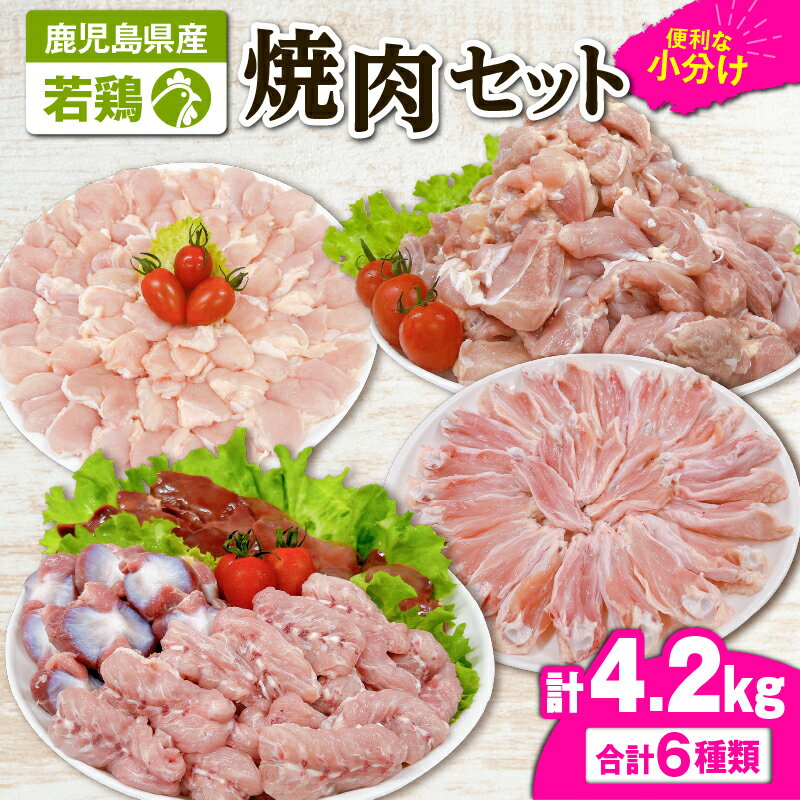 【ふるさと納税】若鶏焼肉4.2kgセットモモ切身1.5kg・肝500g・砂肝500g・小肉500g・チキンリブ600g・肩肉600g 国産 鹿児島県産 鶏肉 鶏 鶏モモ もも肉 焼肉 唐揚げ セット 小分け 真空 冷凍 冷凍保存【株式会社 TRINITY】