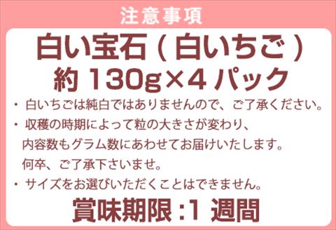 『先行予約』【令和7年2月上旬から4月下旬までにお届け】白い宝石 白いちご 約130g×4P(合計約520g) ご自宅用 いちご イチゴ 苺 贈答 フルーツ 果物 希少