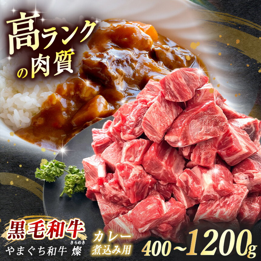【ふるさと納税】数量限定！選べる 極上牛肉 やまぐち和牛 燦 (きらめき) カレー煮込み用 400g / 800g / 1200g ｜ 山口 県 美祢市 牛肉 ブランド牛 黒毛和牛 カレー 煮込み カレー煮込み 牛 肉 お肉 にく